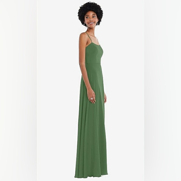 NWT After Six Convertible Tie Strap Chiffon Maxi Dress w/ Slit in Vineyard Green - Picture 4 of 6